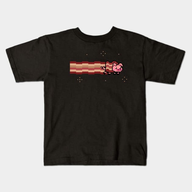 Pig Bacon Pixel Kids T-Shirt by vo_maria